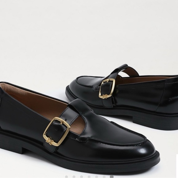 Sam Edelman Black Loafers with Gold Accent - Picture 2 of 6